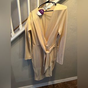 NWT Cream Wrap Long Sleeve Sweater Dress